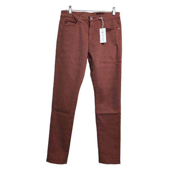 AG Farrah Ankle High Rise Skinny Jean Stretch Sateen Brick Dust 29R New - Picture 1 of 15